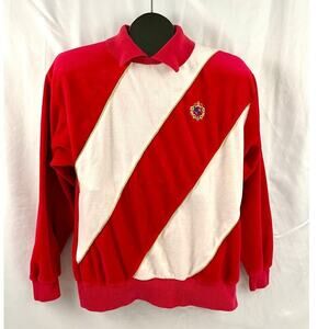 VTG Aileen Medium Petites Red White Striped Collared Top‎ Blouse Classic USA